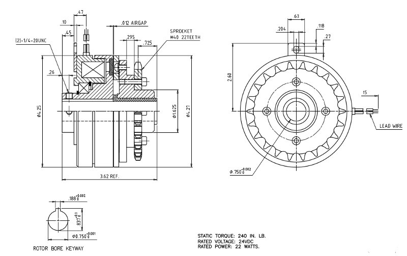 SC-425-24 clutch with sprocket